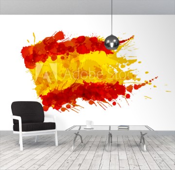 Picture of Spanish flag made of colorful splashes